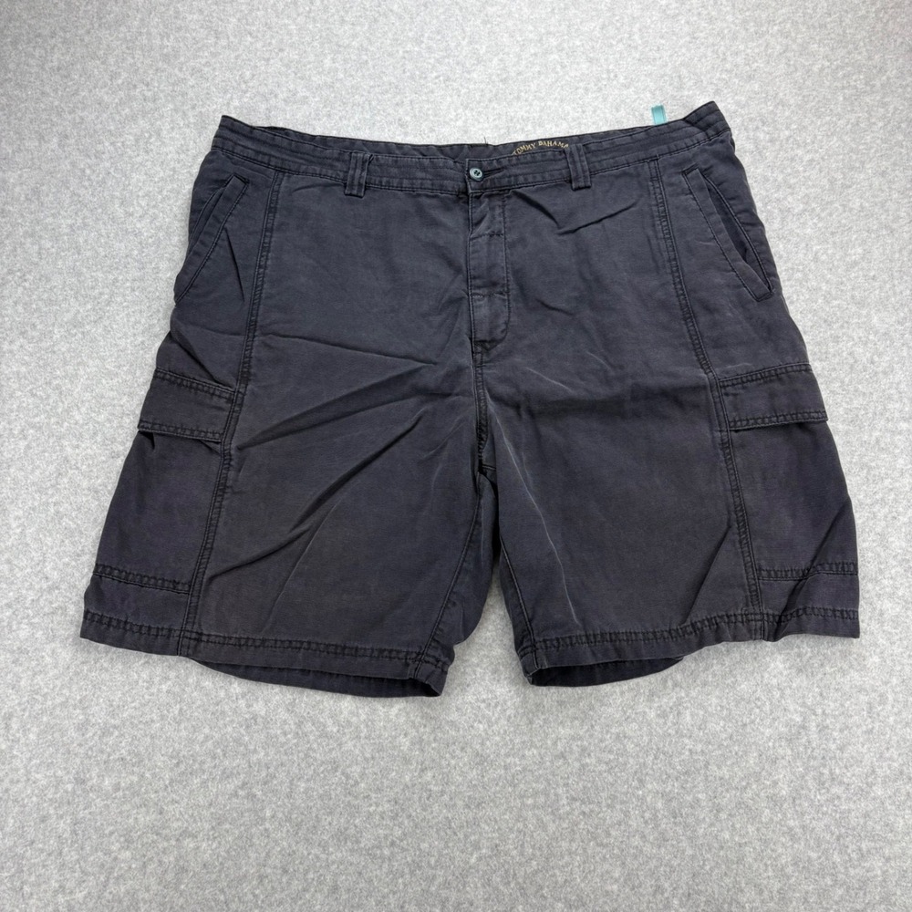 Tommy Bahama Cargo Shorts Mens 44 Black Relax Tencel Cotton Casual Island Summer